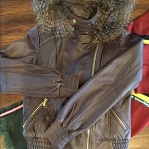 Victoria’s Secret Moda Hooded Lamb Leather Jacket